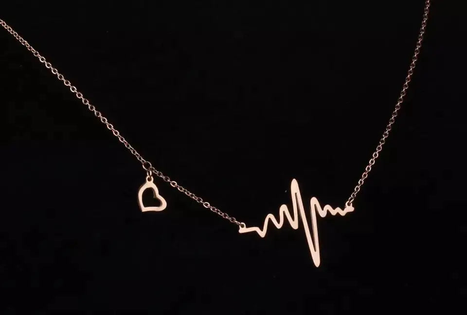 Rose Gold Heart Beat Necklace - Stainless Steel - Salty Accessories