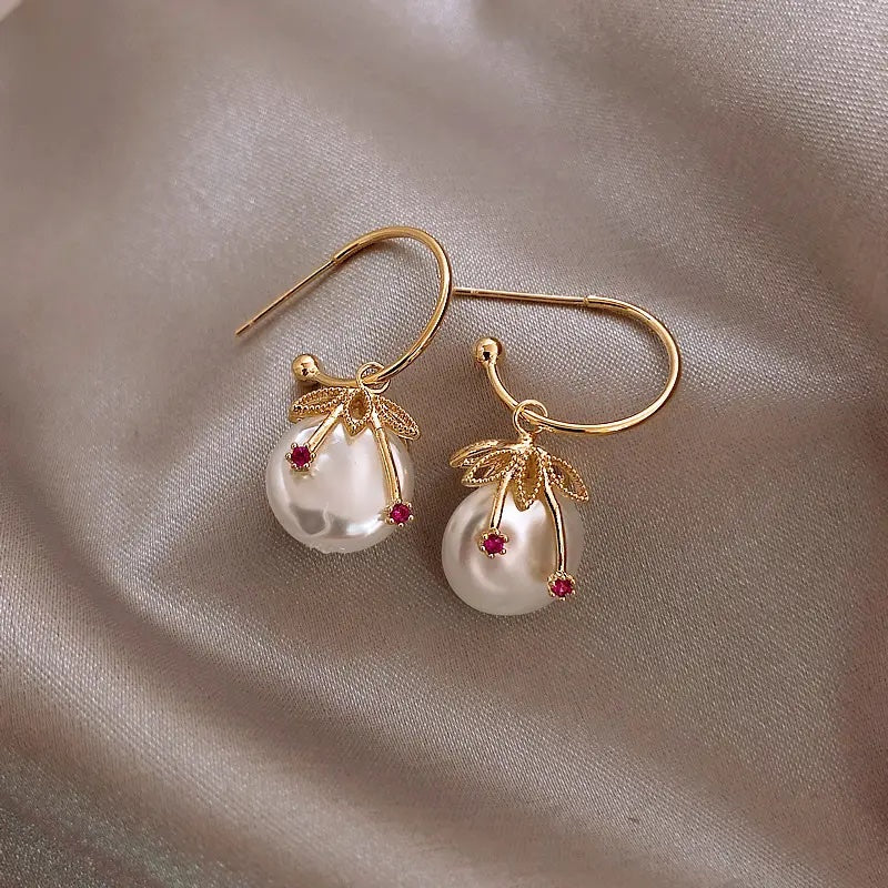 Rose Quartz Gold Earrings