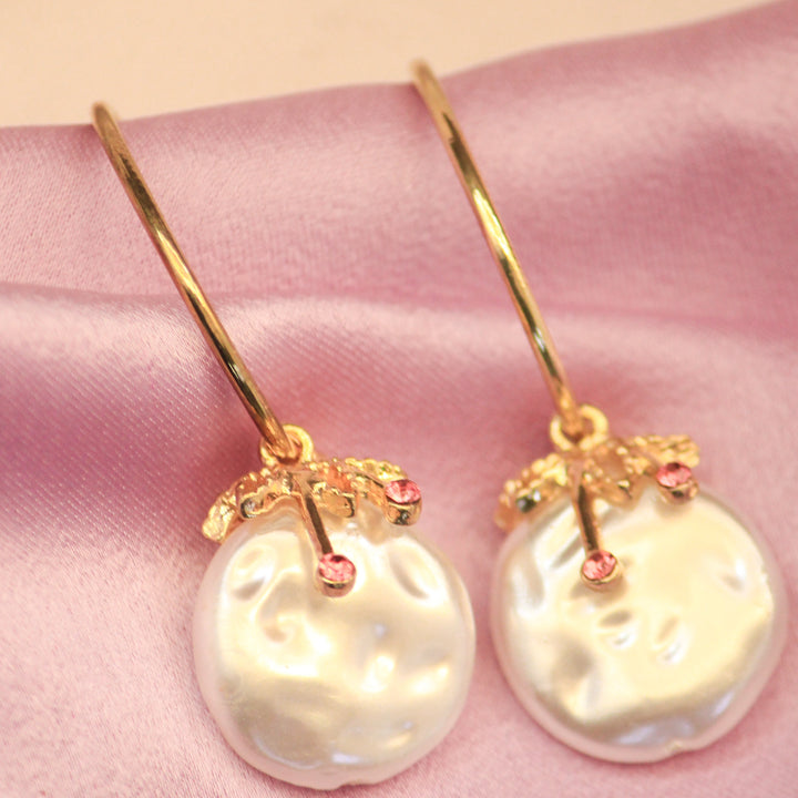 Rose Quartz Gold Earrings