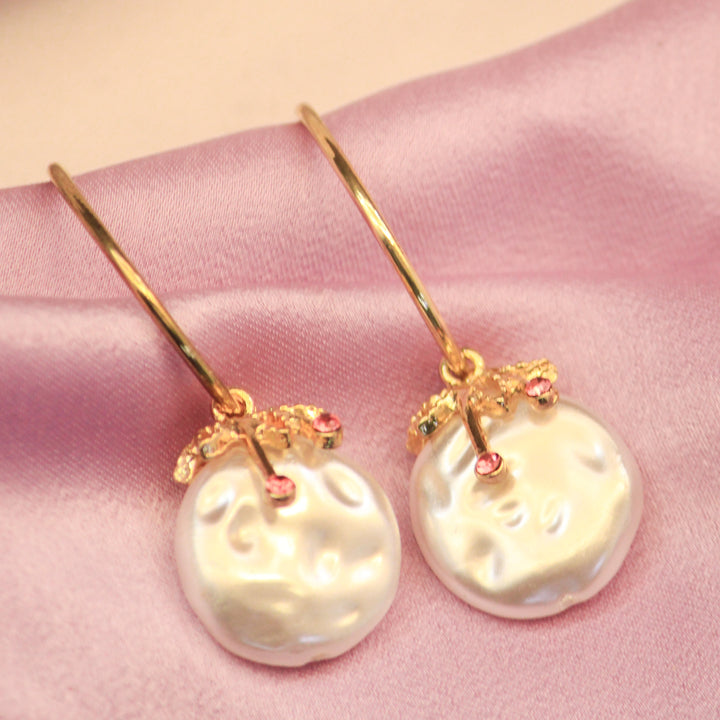 Rose Quartz Gold Earrings