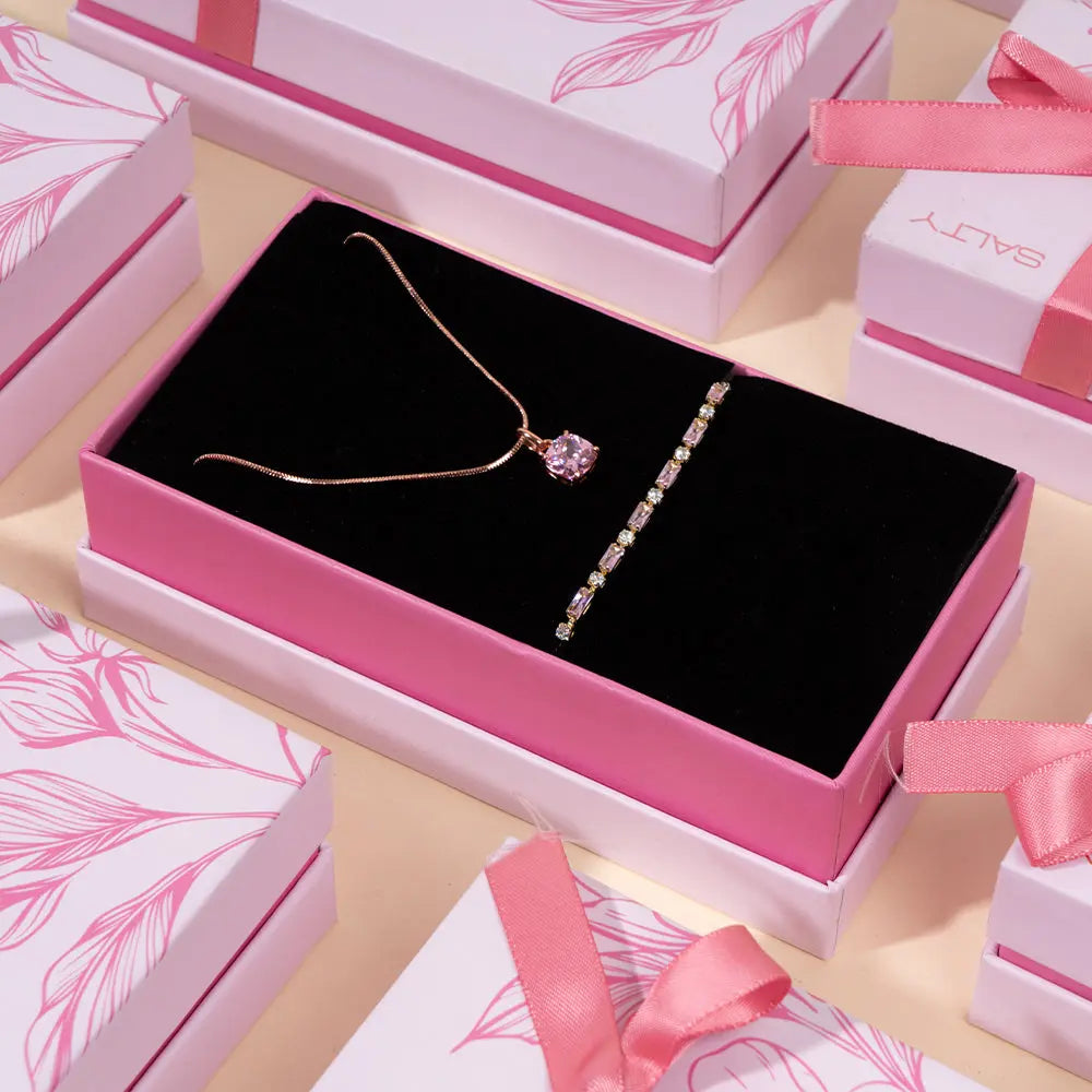 Rosie Royale Tennis Bracelet with Cupid Gem Necklace Set | Salty