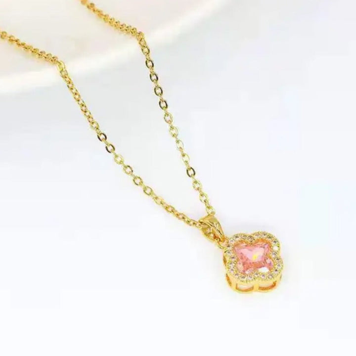 Rosy Clover Crystal Necklace - Salty Accessories
