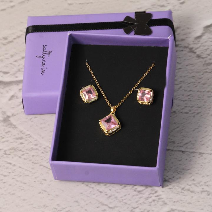 Rubious Earrings and Necklace Set