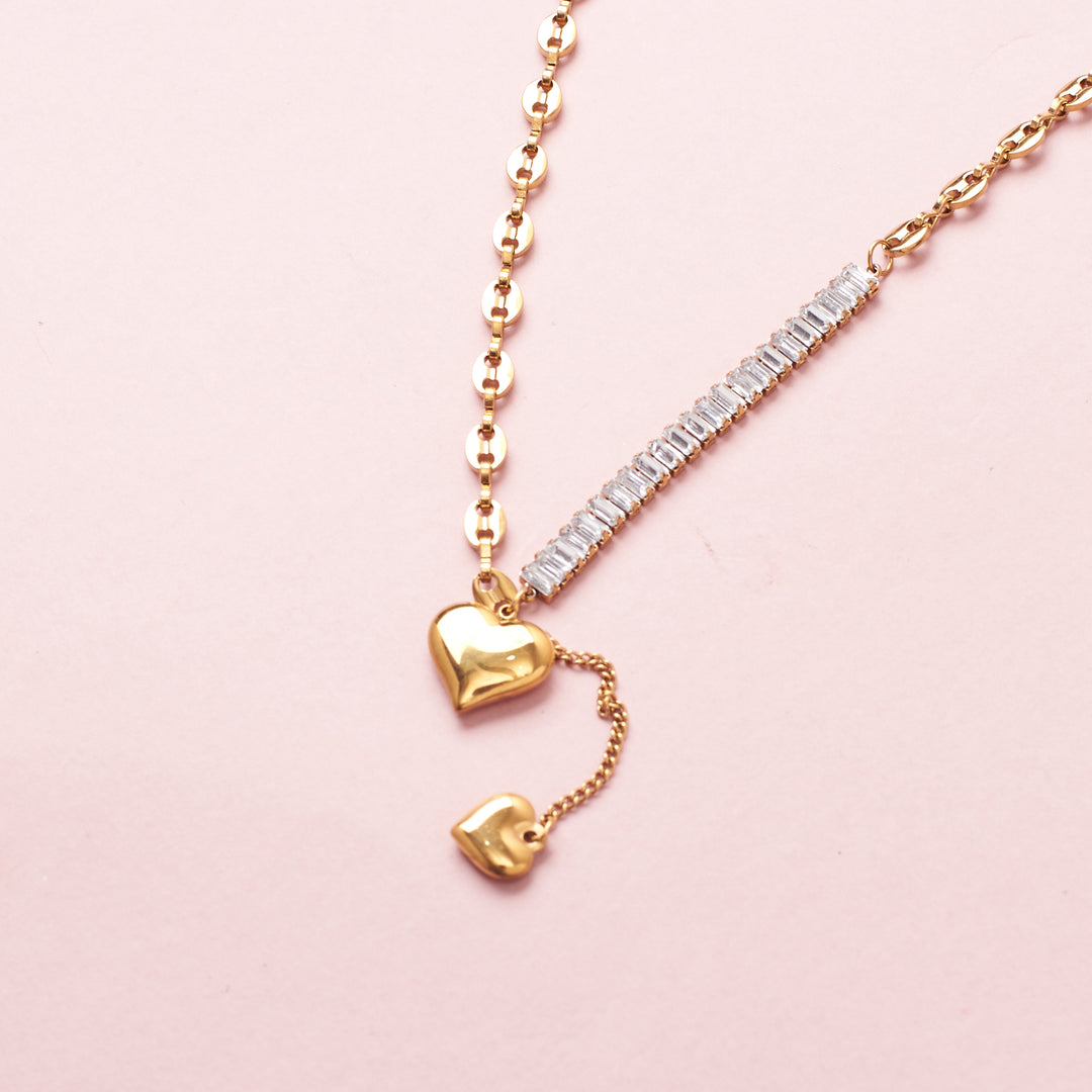 Luxe Heart Tassel Necklace and Earrings Combo
