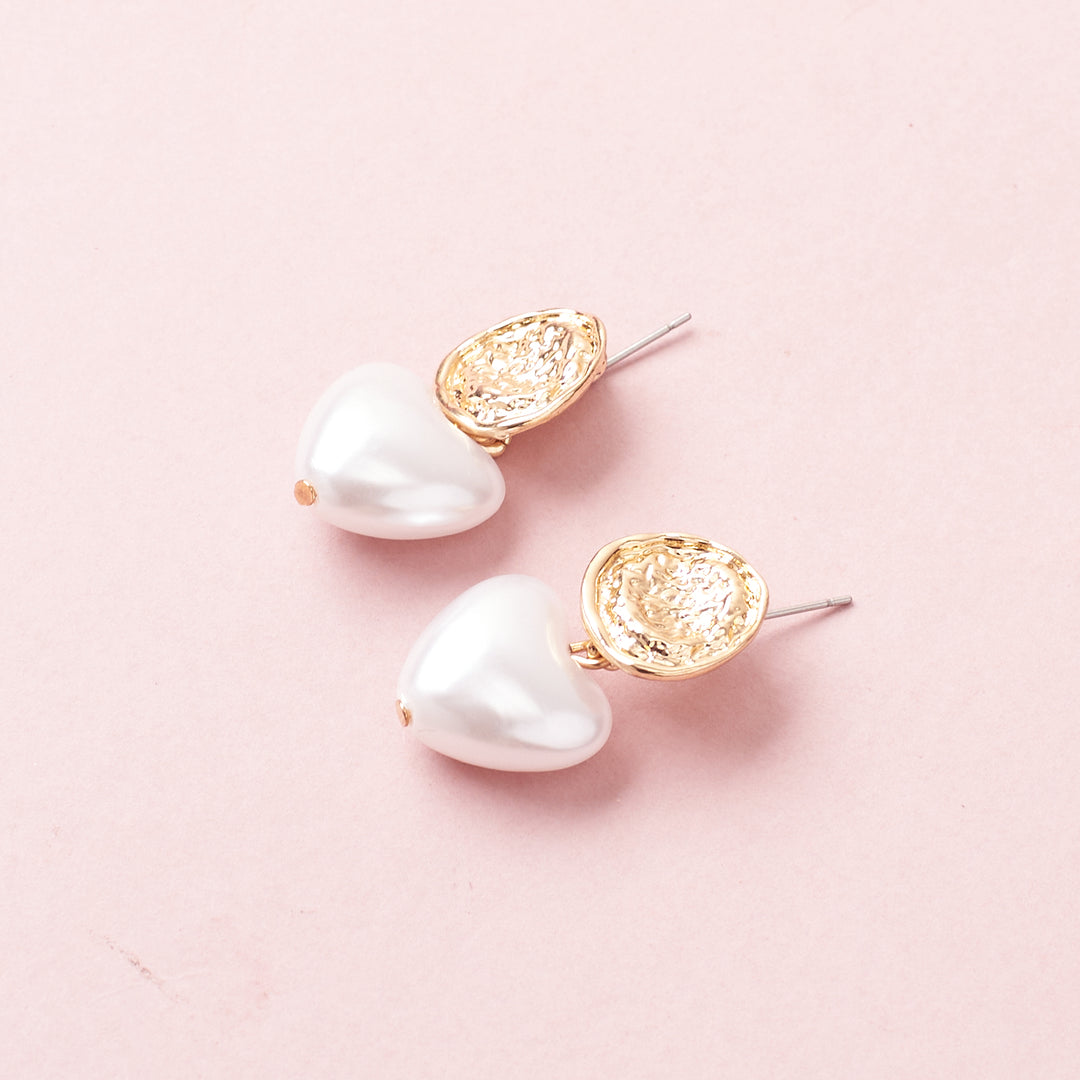 Pearl & Poise Heart Earrinngs and Bracelet Combo
