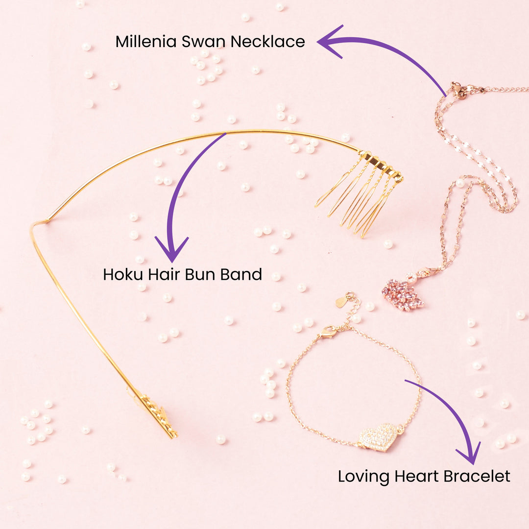 Cupid’s Conspiracy Hair Accessory,Bracelet and Necklace Combo