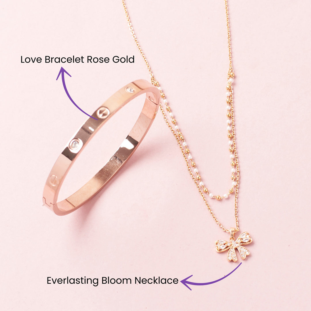 Bow & Spark Love Bracelet and Bow Neckalce Combo - Salty Accessories