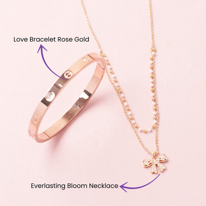 Bow & Spark Love Bracelet and Bow Neckalce Combo - Salty Accessories