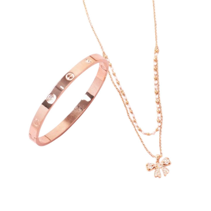 Bow & Spark Love Bracelet and Bow Neckalce Combo - Salty Accessories