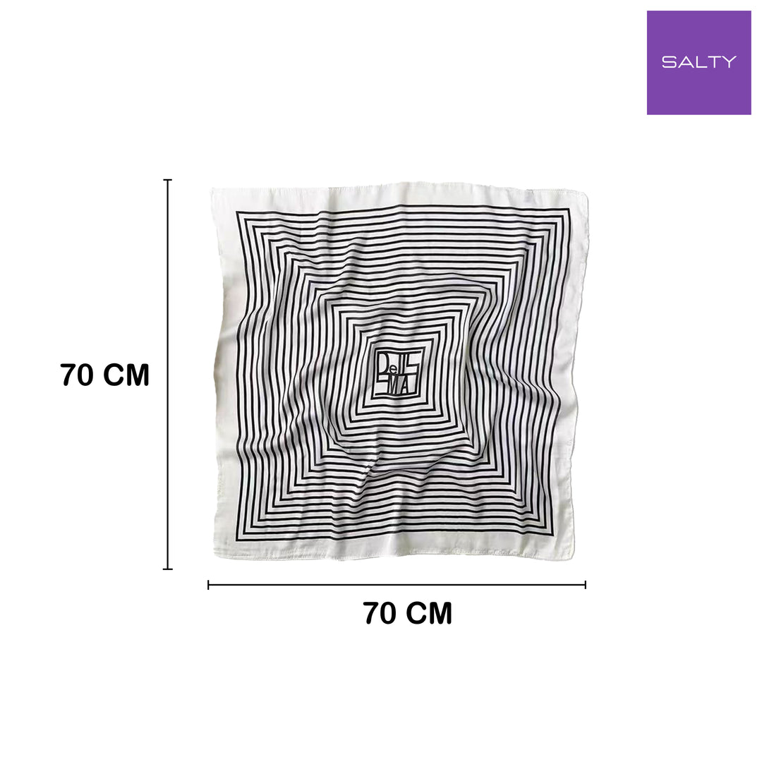 Noir & Blanc Striped Silk Scarf