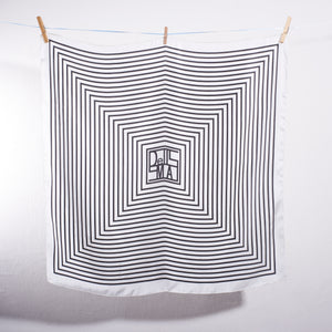 Noir & Blanc Striped Silk Scarf