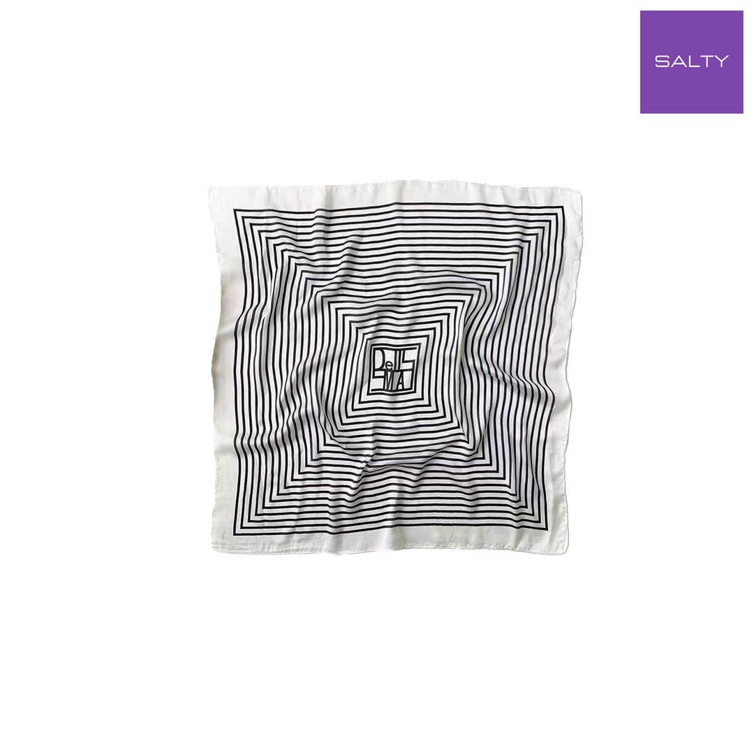 Noir & Blanc Striped Silk Scarf