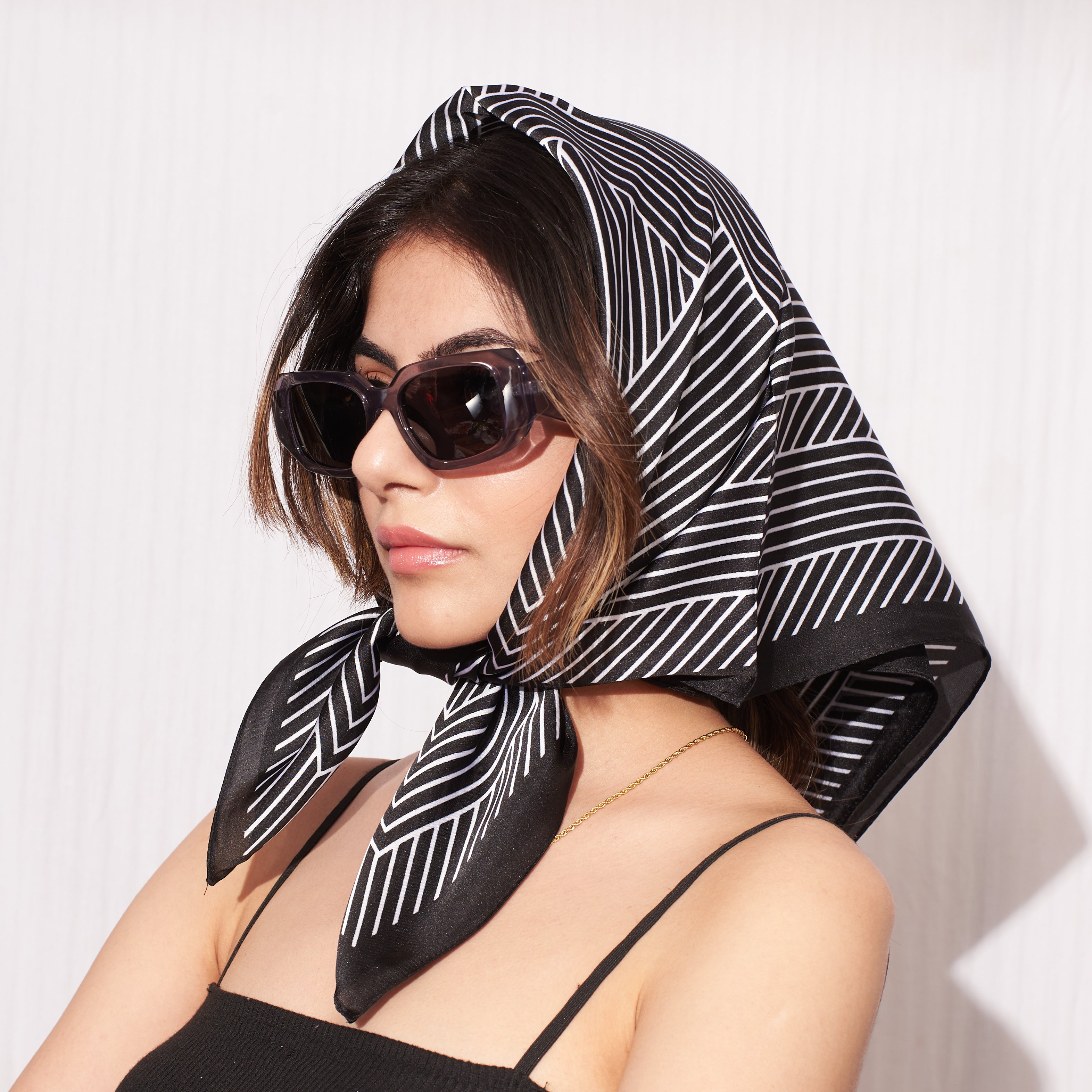 Black Striped Hair Scarf