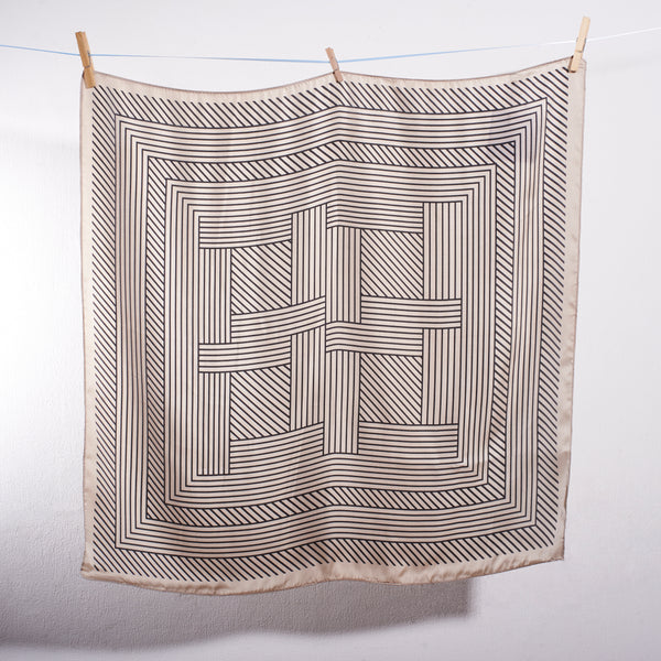 Cream Striped Geometric Neck scarf