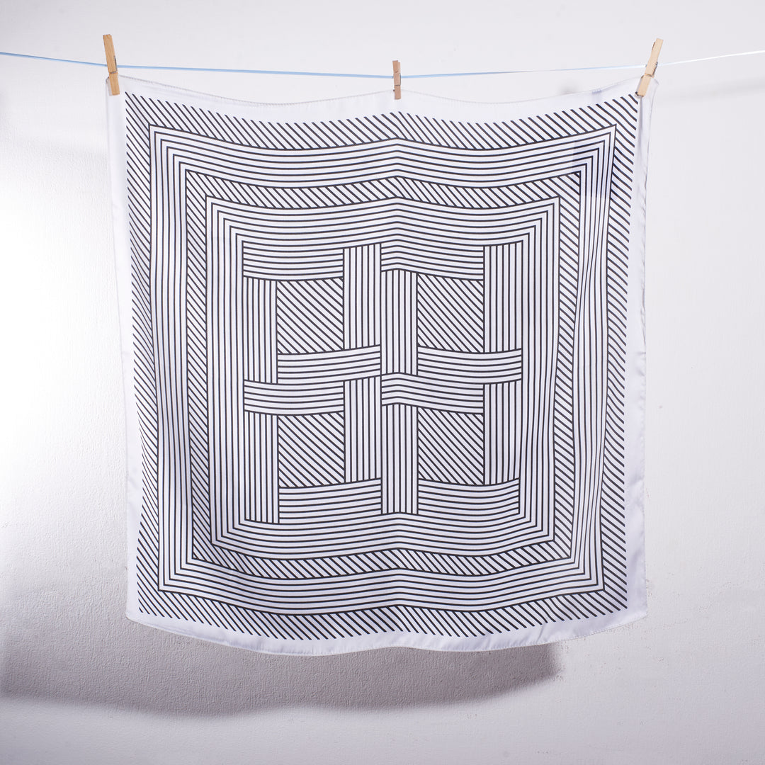White Striped Head Scarf