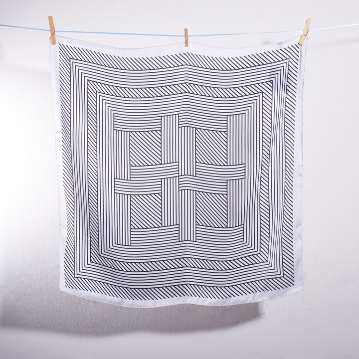 White Striped Head Scarf