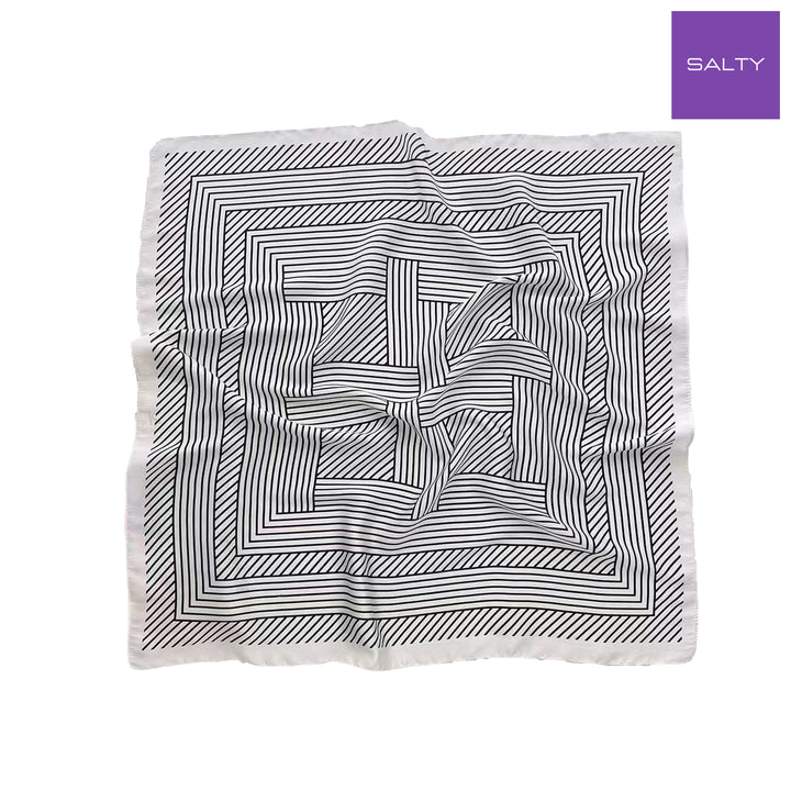 White Striped Head Scarf