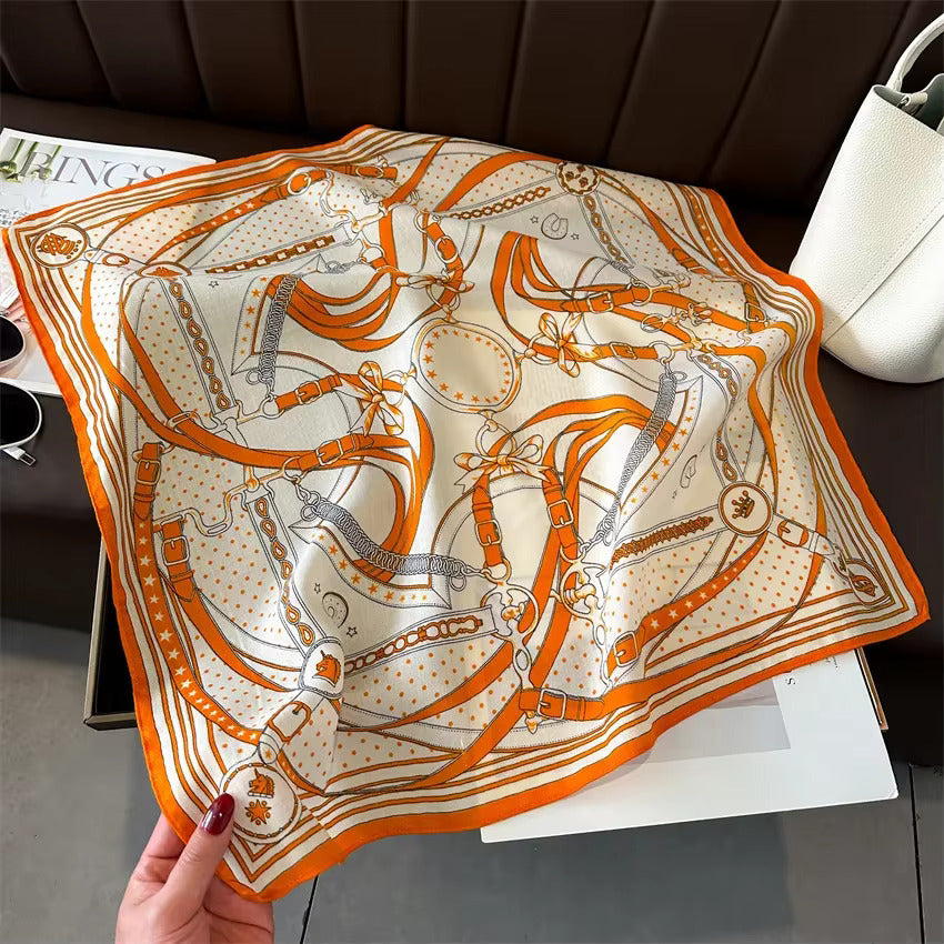 Chic Orange Silk Scarf