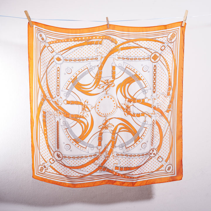 Chic Orange Silk Scarf