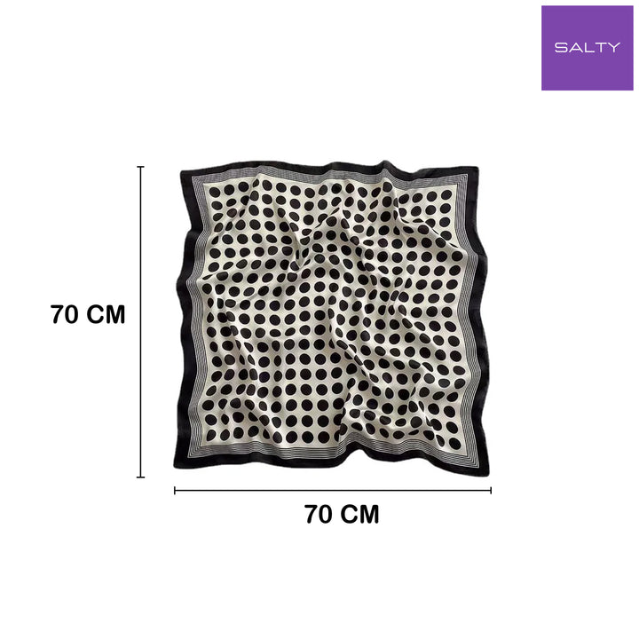 Classic Retro Black Polka Silk Scarf