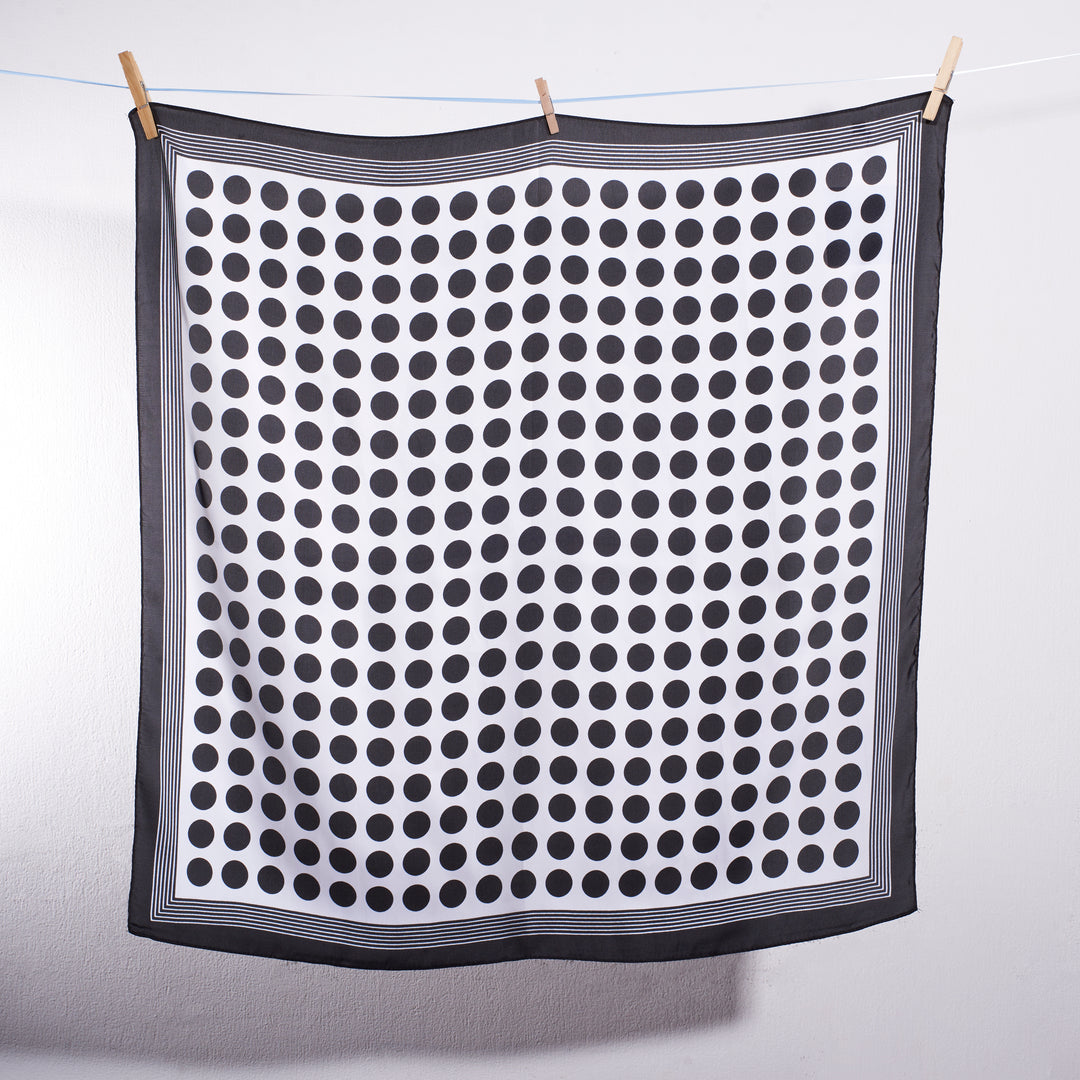 Classic Retro Black Polka Silk Scarf