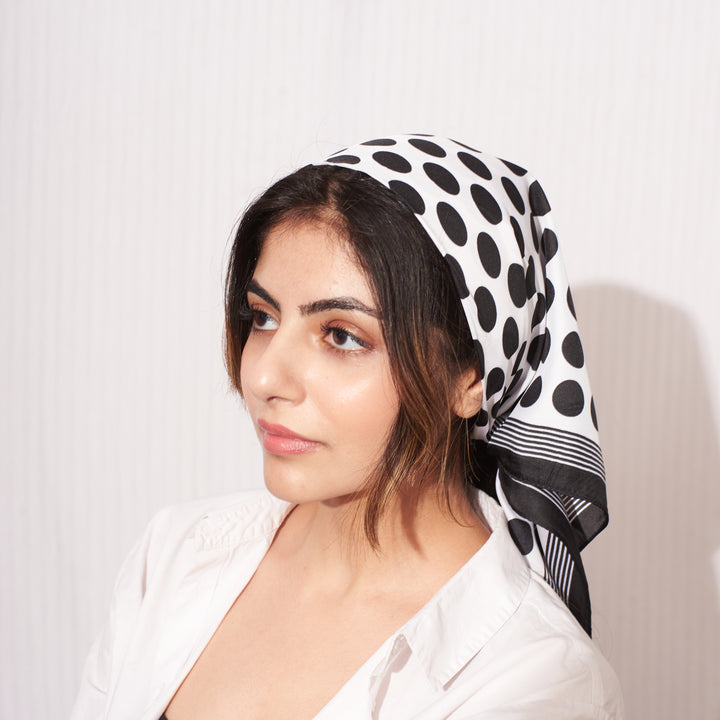 Classic Retro Black Polka Silk Scarf
