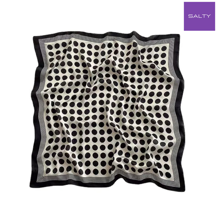 Classic Retro Black Polka Silk Scarf