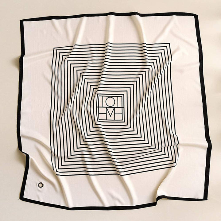 White Black Striped Luxury Silk Stole