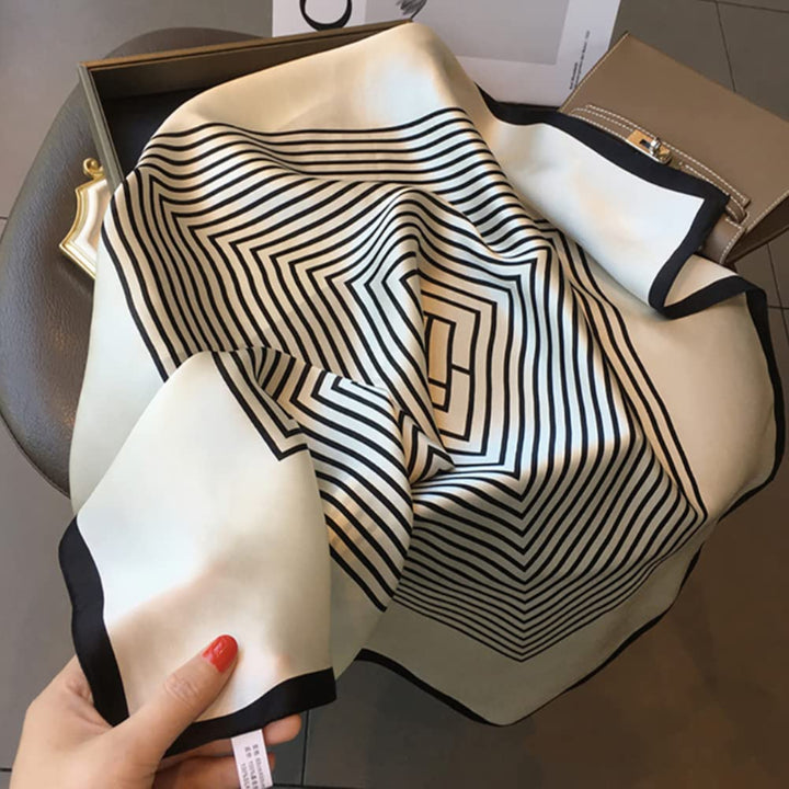 White Black Striped Luxury Silk Stole