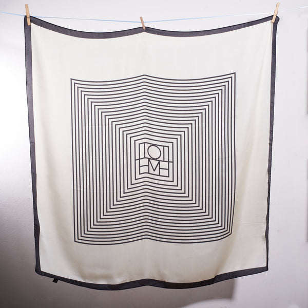 White Black Striped Luxury Silk Stole