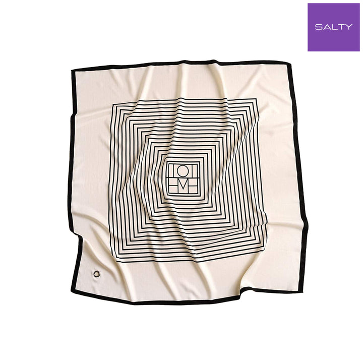 White Black Striped Luxury Silk Stole