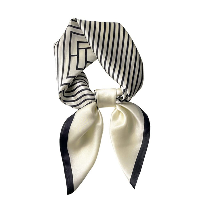 White Black Striped Luxury Silk Stole