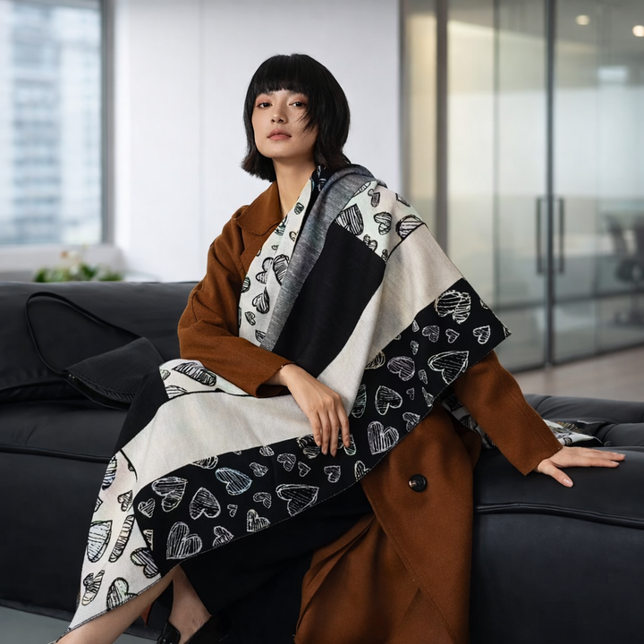Monochrome Heartbeat Shawl - Salty Accessories