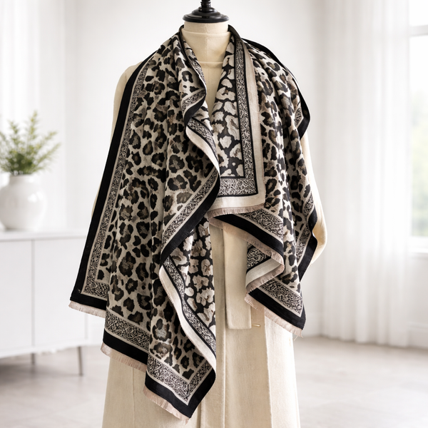 Wild Noir Statement Shawl - Black