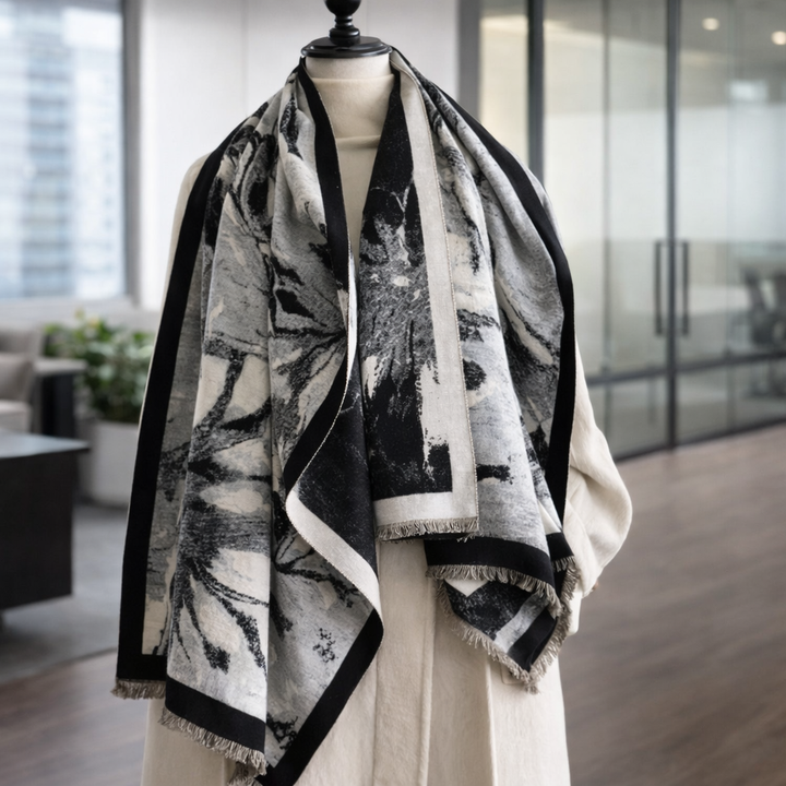 Shadow Petal Art Shawl - Black - Salty Accessories