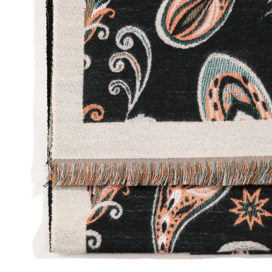 Royal Paisley Luxe Winter Scarf - Black