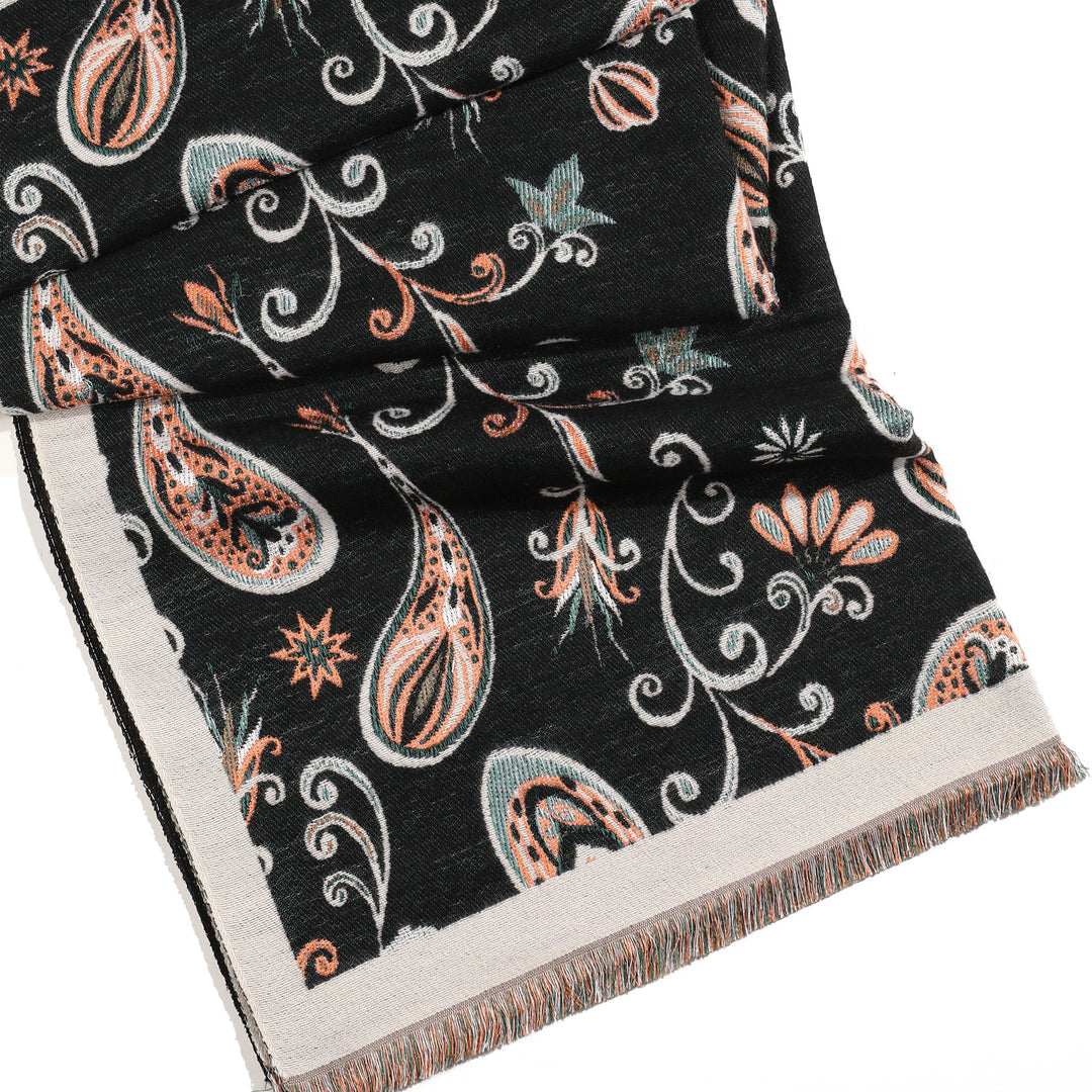 Royal Paisley Luxe Winter Scarf - Black