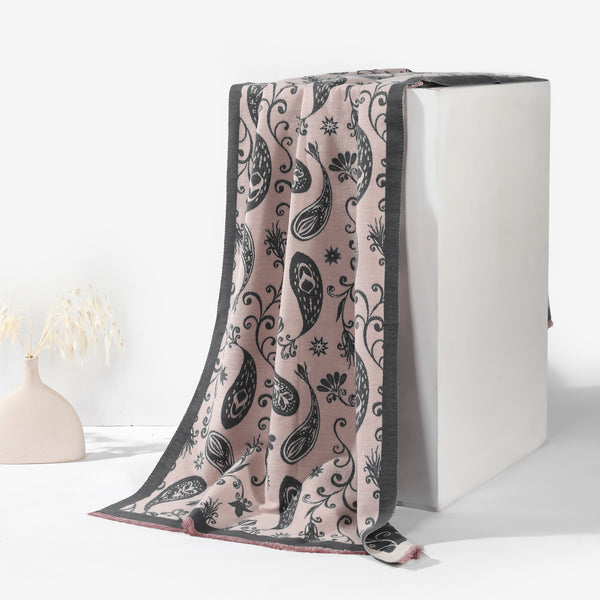 Royal Paisley Luxe Winter Scarf - Blue