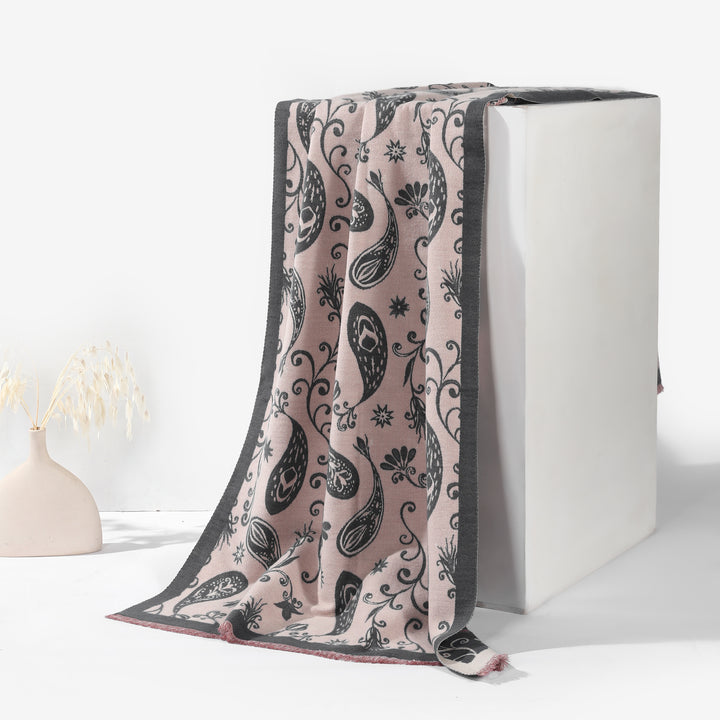 Royal Paisley Luxe Winter Scarf - Blue