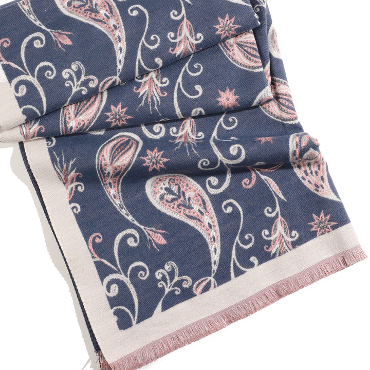 Royal Paisley Luxe Winter Scarf - Blue