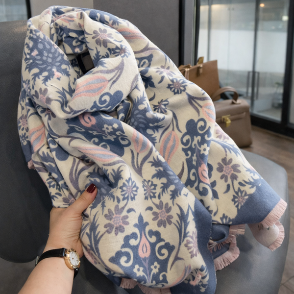 Blossom Blue Elegant Winter Scarf