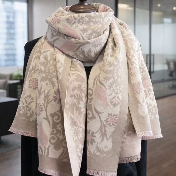 Blossom Beige Elegant Winter Scarf