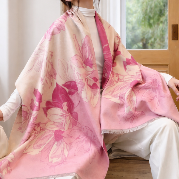 Vibrant Bloom Artistic Winter Scarf - Pink