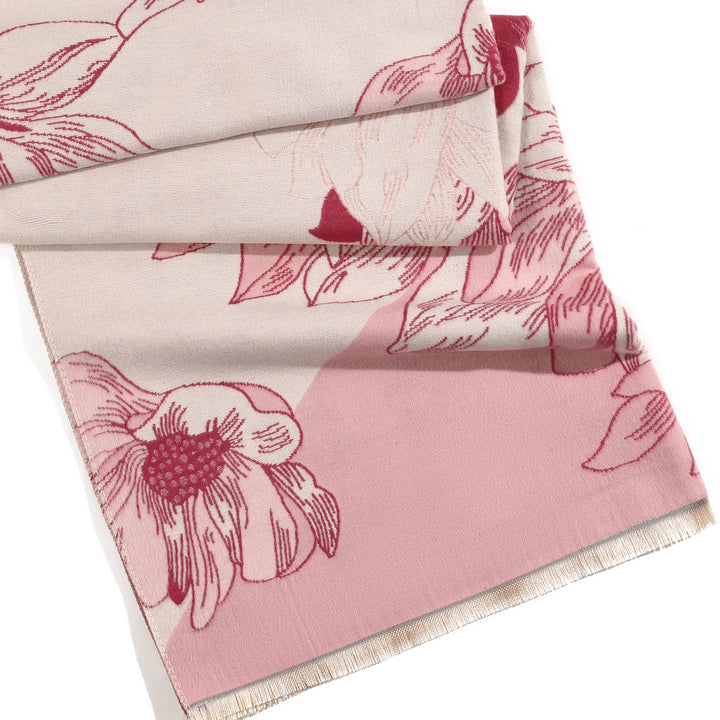 Vibrant Bloom Artistic Winter Scarf - Pink