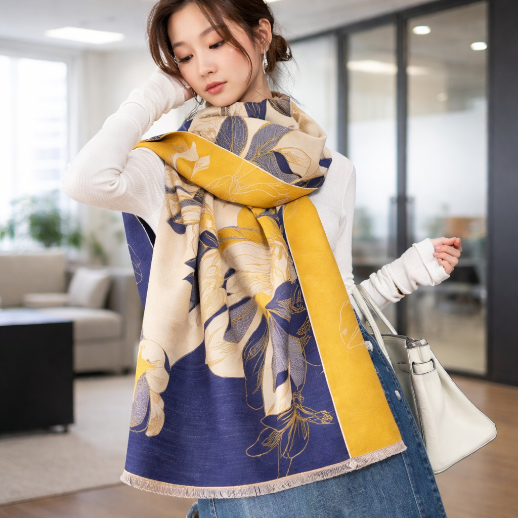 Vibrant Bloom Artistic Winter Scarf - Purple