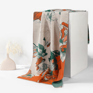 Vibrant Bloom Artistic Winter Scarf - Orange