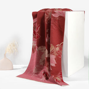 Vibrant Bloom Artistic Winter Scarf - Brown