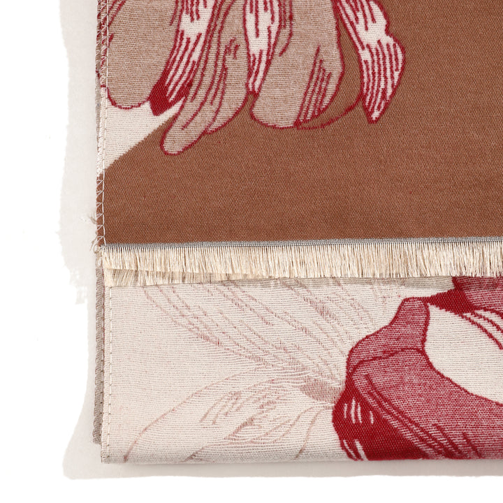 Vibrant Bloom Artistic Winter Scarf - Brown