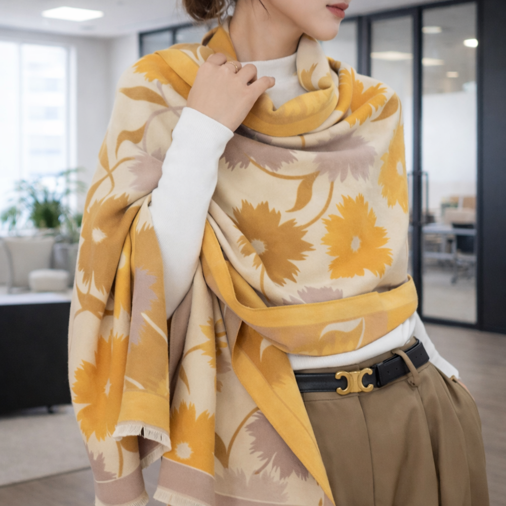 Bloom Grace Shawl - Yellow