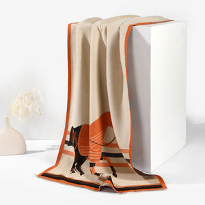 Twin Tones Equestrian Shawl- Brown